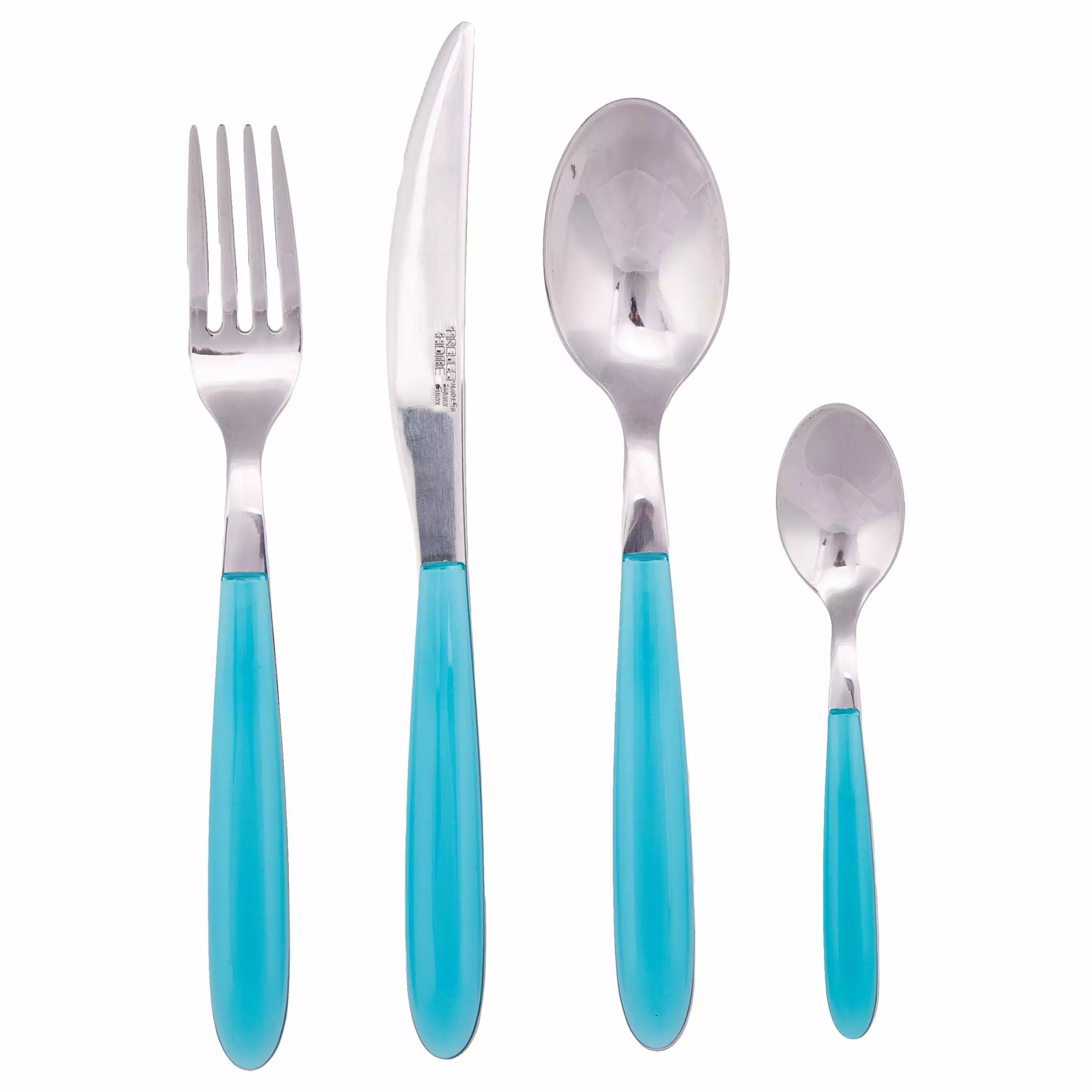 ARCUCCI – JUEGO DE CUBIERTOS CON CUCHILLO TENEDOR CUCHARA CUCHARITA - Azul claro